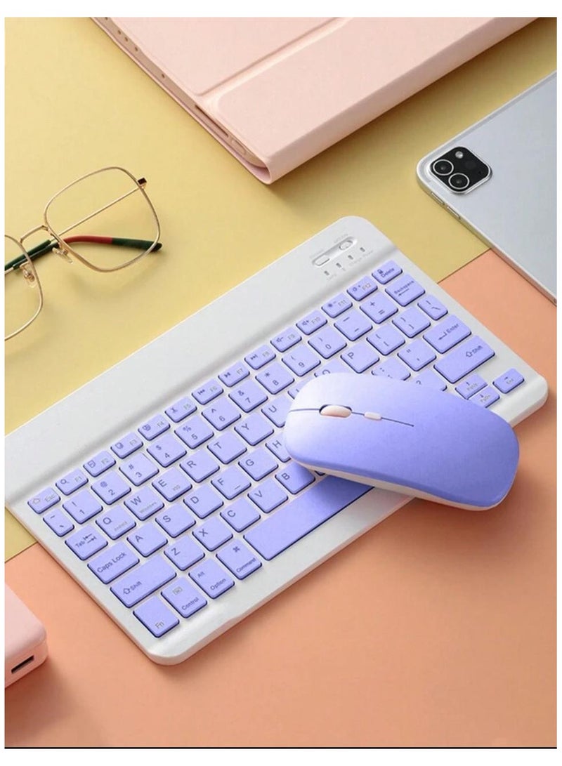 10 Inch BT Keyboard Set, USB Charging Ultra Thin Quiet Keyboard, 10 Inch BT Keyboard Set with DPI Mouse for Cellphone Laptop (10 Inch BT Keyboard Set, USB Charging Ultra Thin Quiet Keyboard, 10 Inch BT Keyboard Set with DPI Mouse for Cellphone Laptop (Multicolour) - Image 1