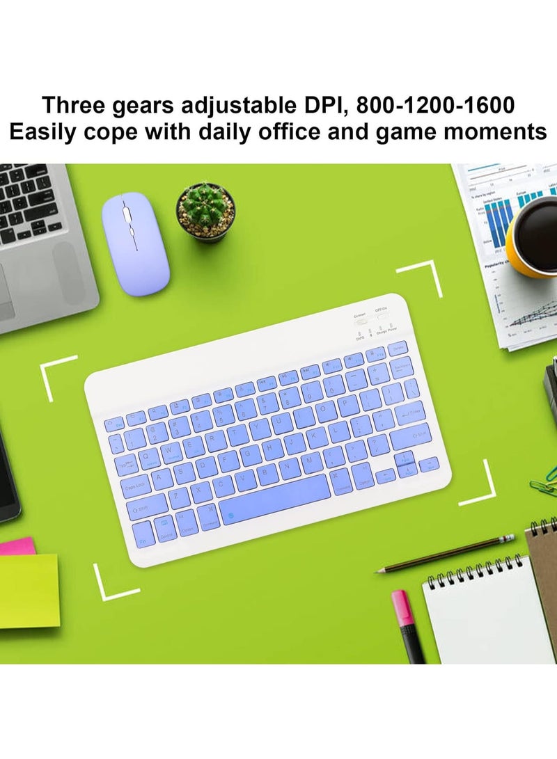 10 Inch BT Keyboard Set, USB Charging Ultra Thin Quiet Keyboard, 10 Inch BT Keyboard Set with DPI Mouse for Cellphone Laptop (10 Inch BT Keyboard Set, USB Charging Ultra Thin Quiet Keyboard, 10 Inch BT Keyboard Set with DPI Mouse for Cellphone Laptop (Multicolour) - Image 2