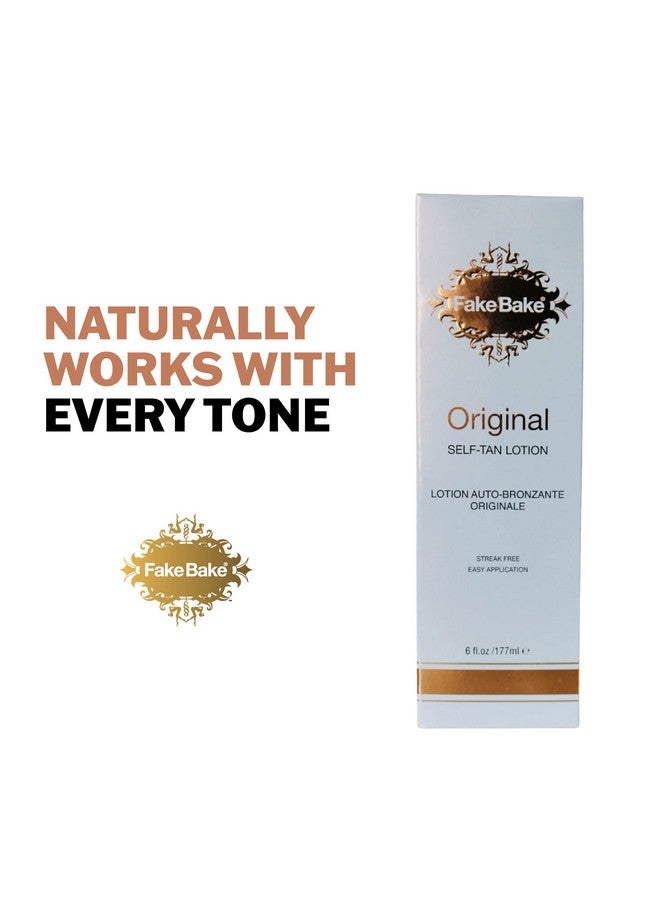 Fake Bake Fake Bake Original Self-Tanning Lotion Lasting Natural Looking Sunless Tanner For All Skin Tones Women & Men - Streak Free, Flawless Glow Includes Gloves For Easy Application - 6 oz  - Image 3