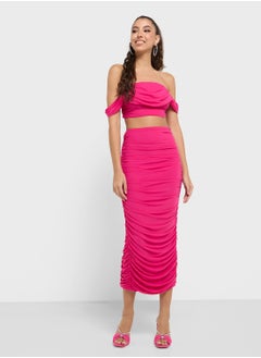 Ginger Off Shoulder Ruched Top & Bodycon Skirt Set  - Image 1