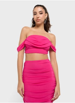 Ginger Off Shoulder Ruched Top & Bodycon Skirt Set  - Image 3