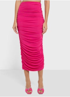Ginger Off Shoulder Ruched Top & Bodycon Skirt Set  - Image 4