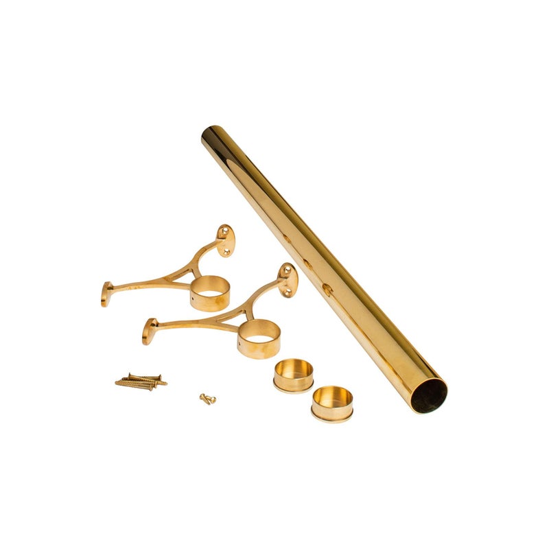OUTWATER OUTWATER 4 Bar Foot Rail Kit  Complete Undercounter Mount Hardware and Tubing Brass Finish 