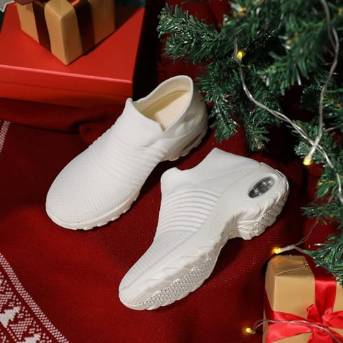 HKR Nursing Shoes for Women Slip On Mesh Platform Walking Work Sneakers White 61839bai36 - Image 3