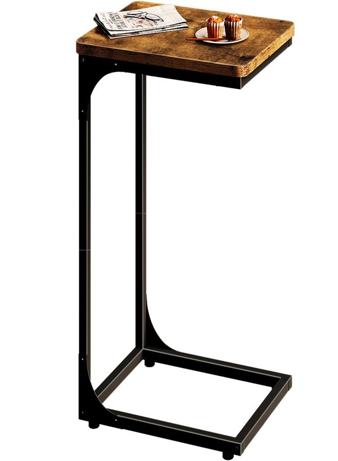 QEEIG C Table Side Table Living Room C Shaped Couch Tray End Table Farmhouse 1 Pack, Rustic Brown (017-30BN-1) - Image 1
