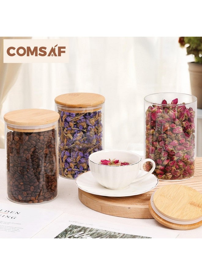 كومساف حاويات تخزين زجاجية من كوم ساف سعة 32 أونصة مع أغطية، برطمانات زجاجية مع أغطية، برطمانات تخزين طعام شفافة، مجموعة من 6 عبوات دائرية، منظمات مخزن للبسكويت والمعكرونة والدقيق والأرز والشاي وحبوب القهوة - Image 4