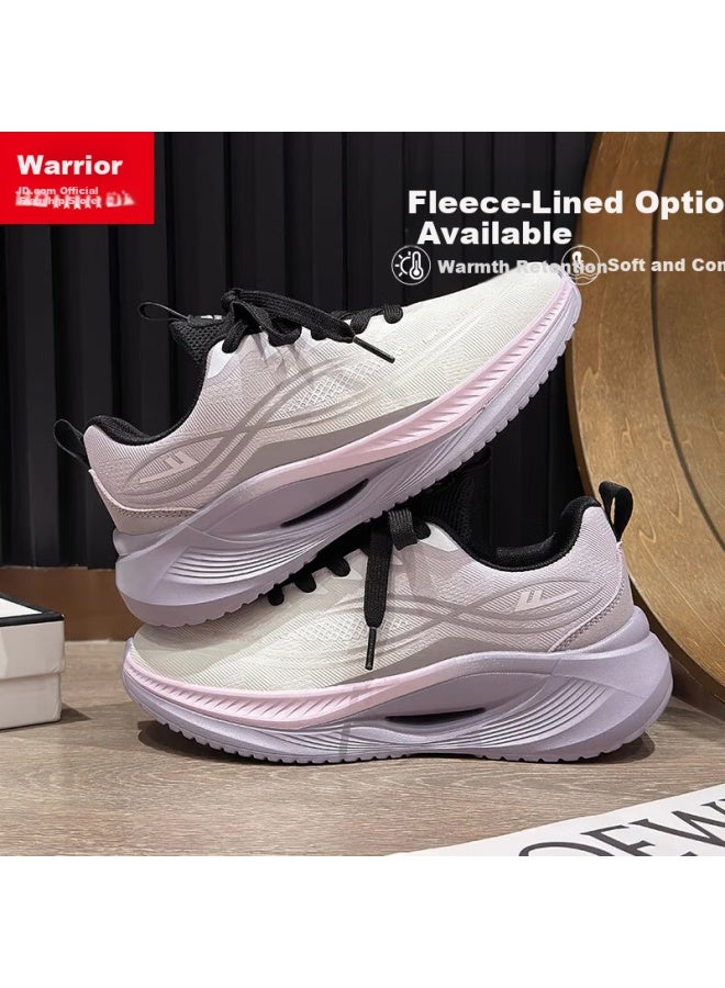 Warrior Women's Fleece-lined Thickened Sports Shoes Winter New Warm Shoes Women Beige Gray Pink Size 39