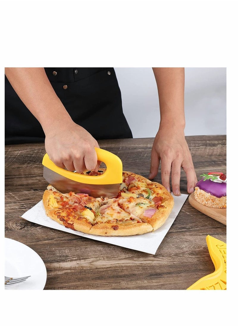 NIBEMINENT - Premium Pizza Cutter, Stainless Steel Food Chopper, Super Sharp Blade Rocker Slicer with Protective Sheath Multi Function Knife Kitchen Tools, Dishwasher Safe - Image 1