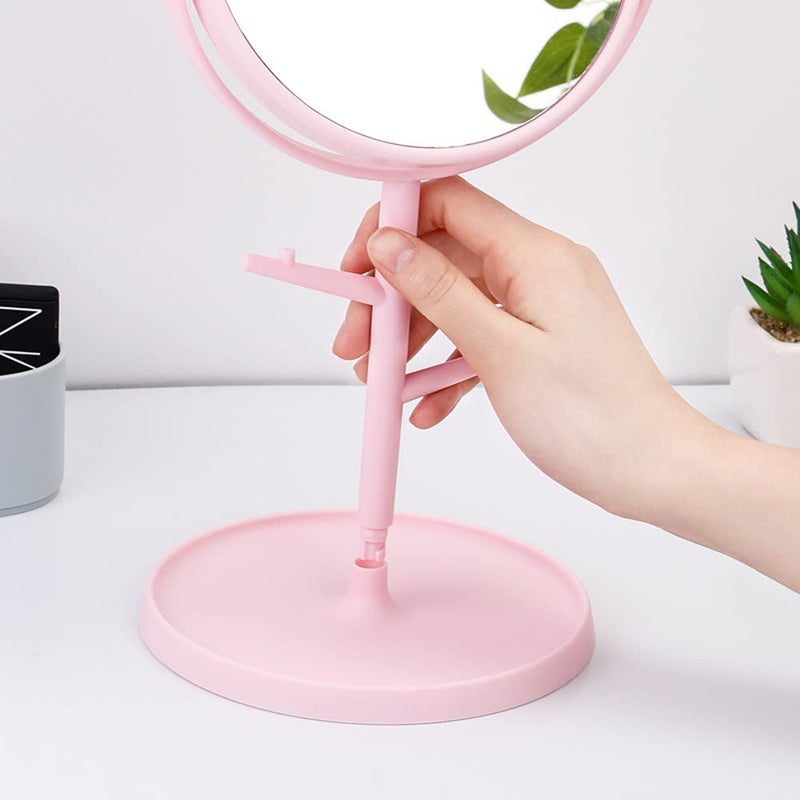 Leeonz Desk Mirror in Cute Cat Ears Shape Makeup Vanity Mirror for Bathroom or Bedroom Desk Mirror for Makeup Freestanding Mirror Folding Design for Tabletop Pink - Image 3