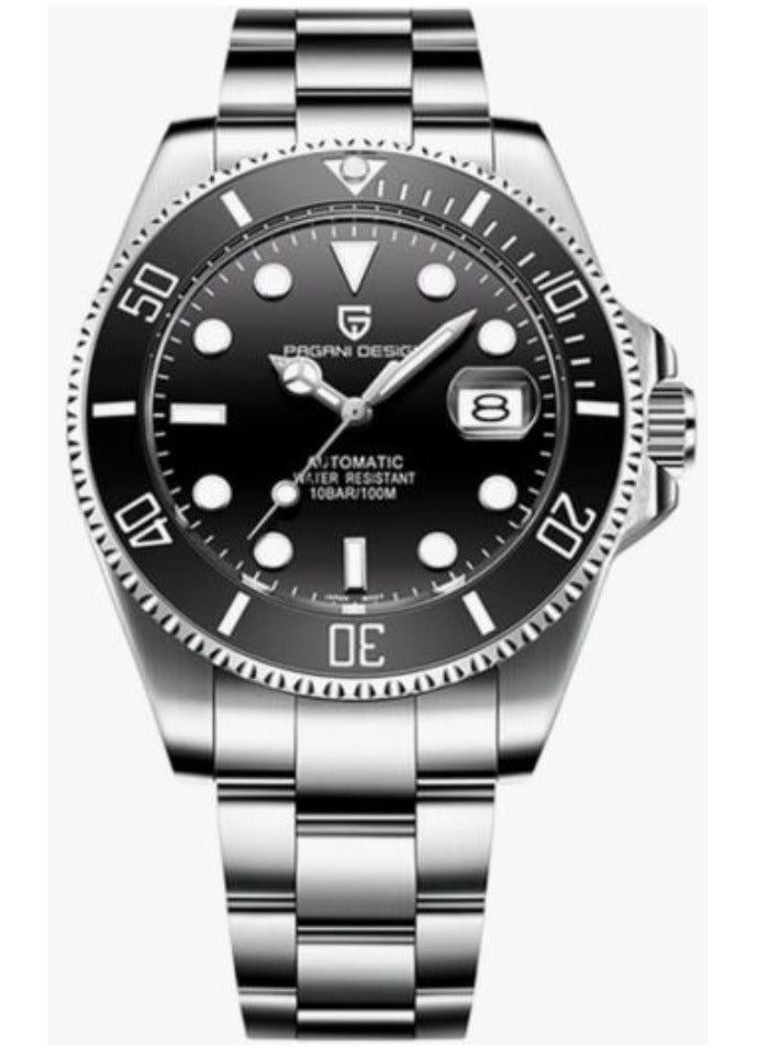 Pagani Design PD-1639 Men's Watch Japanese Automatic Mechanical 43mm Sport Waterproof Stainless Steel Sapphire Glass Wrist Watch (Black Dial and Black Bezel) - Image 1