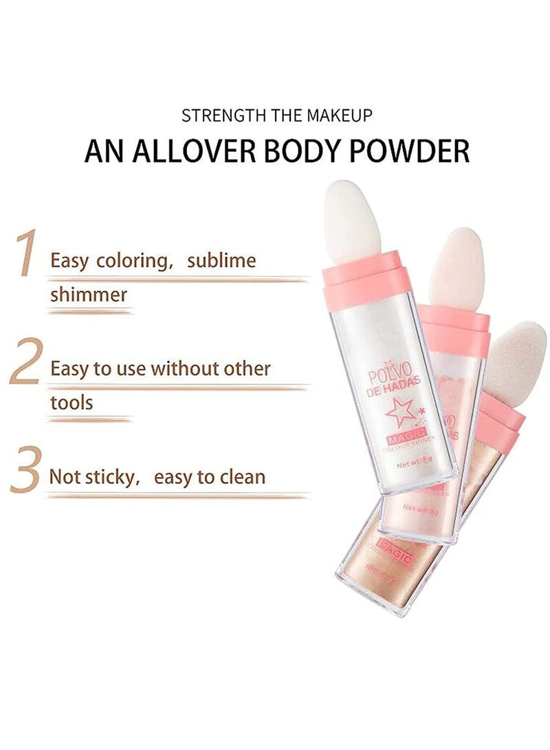 SYOSI عصا هايلايتر، مكياج هايلايتر لامع للجسم، عصا مكياج مضيئة للوجه والجسم والشعر، بودرة بلشر هايلايتر طبيعية 3D للوجه 3 عبوات - Image 3