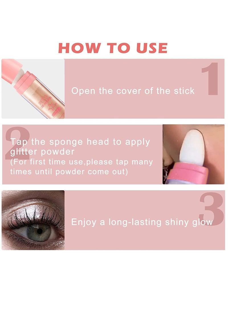 SYOSI عصا هايلايتر، مكياج هايلايتر لامع للجسم، عصا مكياج مضيئة للوجه والجسم والشعر، بودرة بلشر هايلايتر طبيعية 3D للوجه 3 عبوات - Image 5