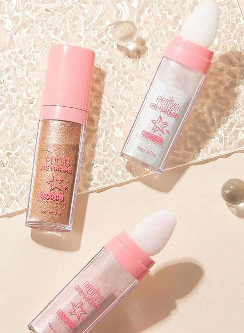 SYOSI عصا هايلايتر، مكياج هايلايتر لامع للجسم، عصا مكياج مضيئة للوجه والجسم والشعر، بودرة بلشر هايلايتر طبيعية 3D للوجه 3 عبوات - Image 4