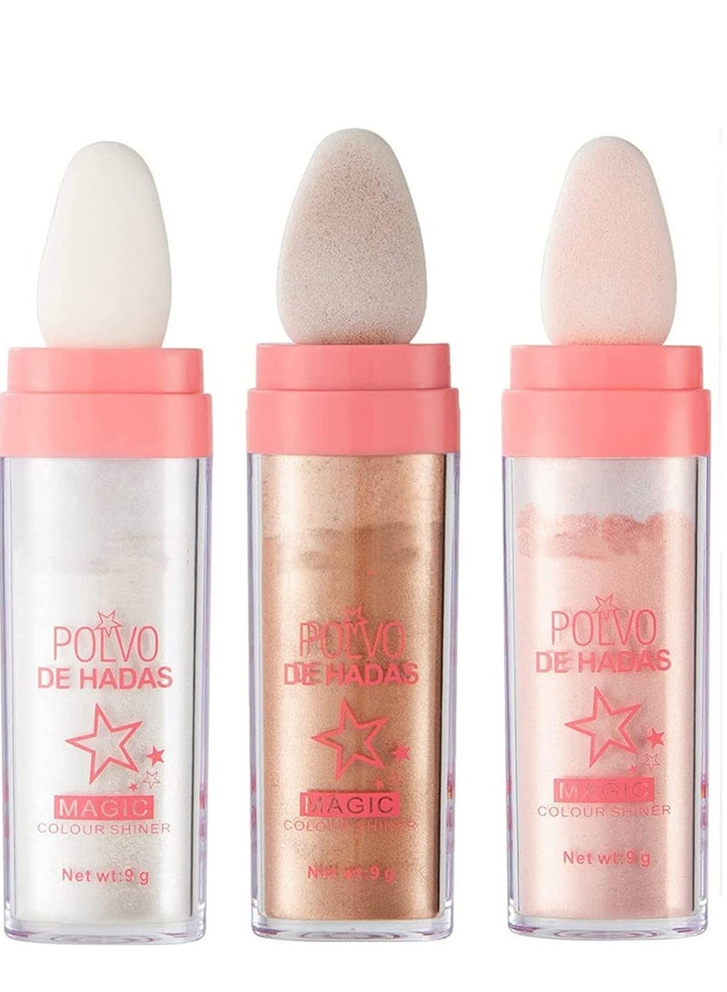 SYOSI عصا هايلايتر، مكياج هايلايتر لامع للجسم، عصا مكياج مضيئة للوجه والجسم والشعر، بودرة بلشر هايلايتر طبيعية 3D للوجه 3 عبوات - Image 2