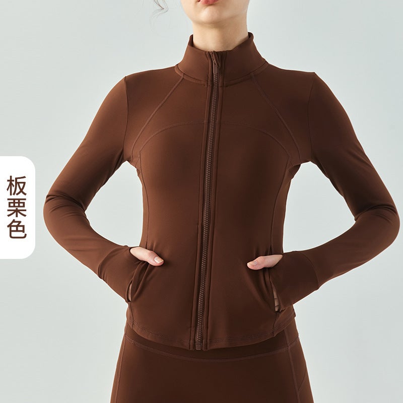 اسم المحتوى ناريلا Slim Fit Velvet Yoga Jacket Womens Breathable Long Sleeve Medium Gray - Image 3