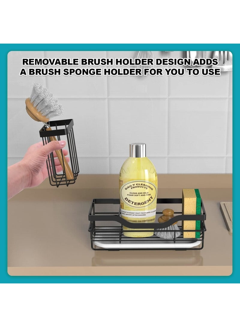 Cobest Kitchen Sink Sponge Holder, Sink Tray Drainer Rack, Punch-free Dry Kitchen Sink Organizer, Storage Kitchen & Home Accessories, Not Including Dispenser and Sponge, Black - Image 4