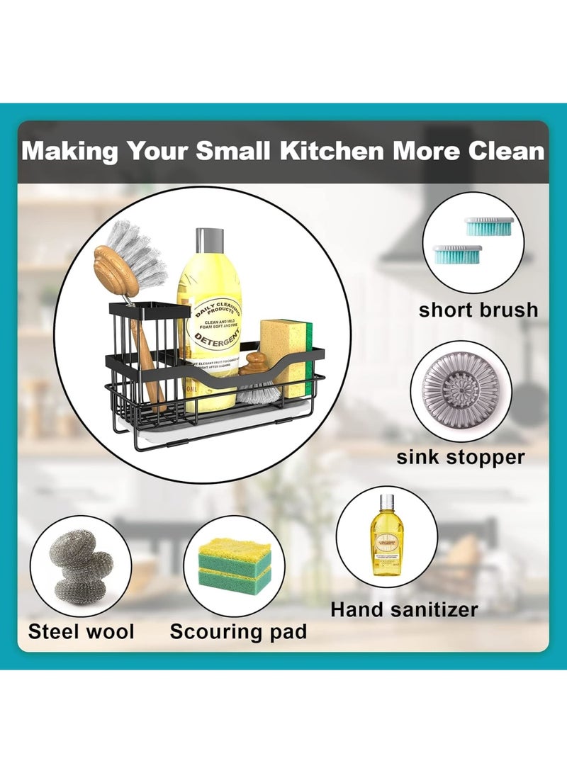 Cobest Kitchen Sink Sponge Holder, Sink Tray Drainer Rack, Punch-free Dry Kitchen Sink Organizer, Storage Kitchen & Home Accessories, Not Including Dispenser and Sponge, Black - Image 5