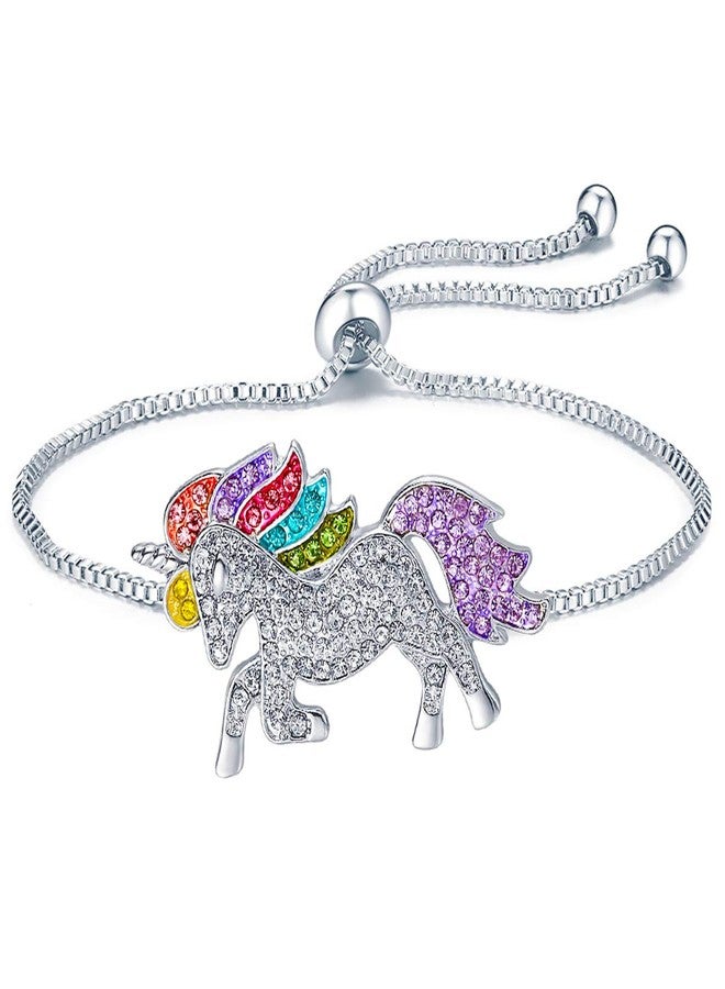 ALoveSoul Silver Tone Little Princess Rainbow Unicorn Bracelet Ladies Fashion Bracelets Gift for Women - Image 1