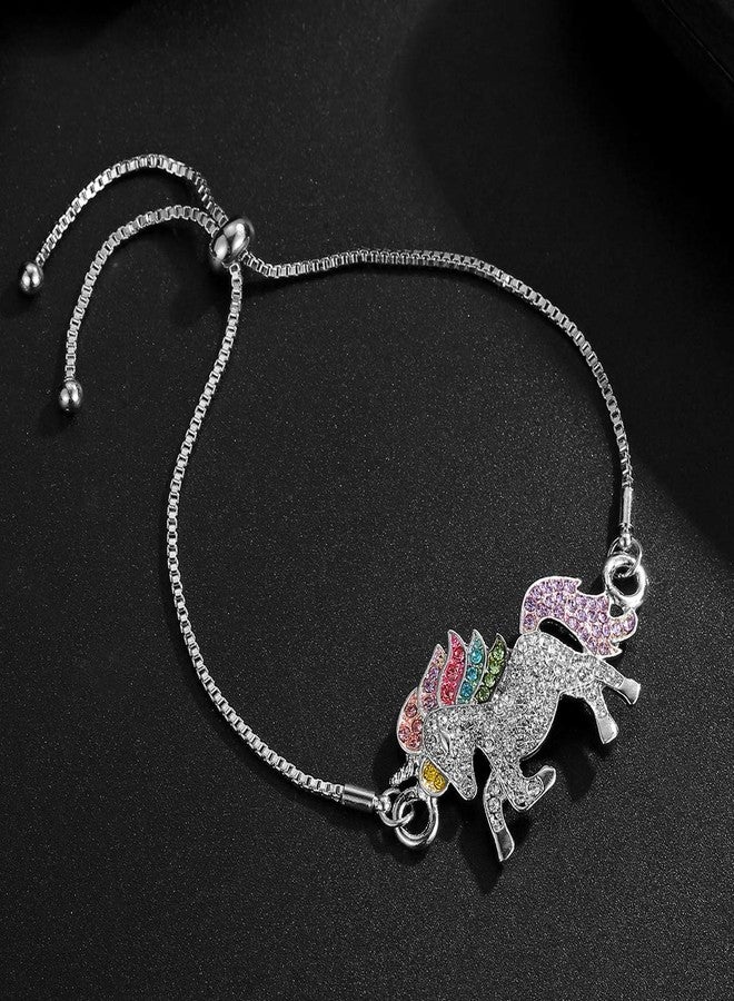 ALoveSoul Silver Tone Little Princess Rainbow Unicorn Bracelet Ladies Fashion Bracelets Gift for Women - Image 2