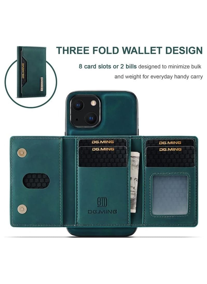 DGMING - DGMING For iPhone 14 Leather Case DG. MING Premium Back Wallet Case (Blue) - Image 1