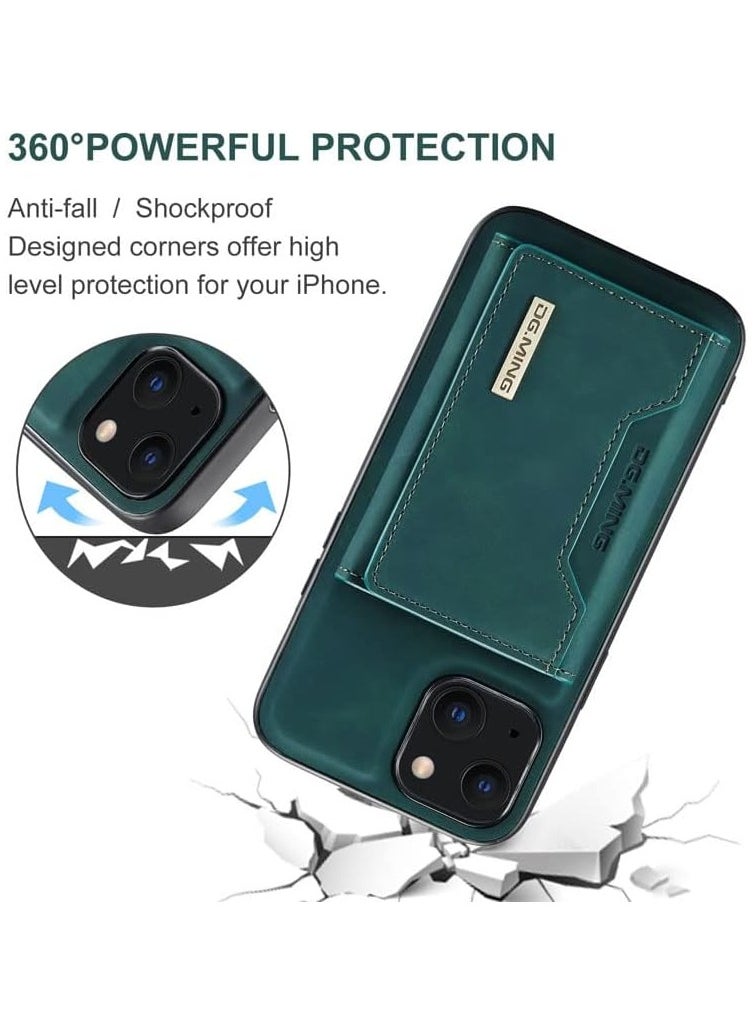DGMING - DGMING For iPhone 14 Leather Case DG. MING Premium Back Wallet Case (Blue) - Image 1