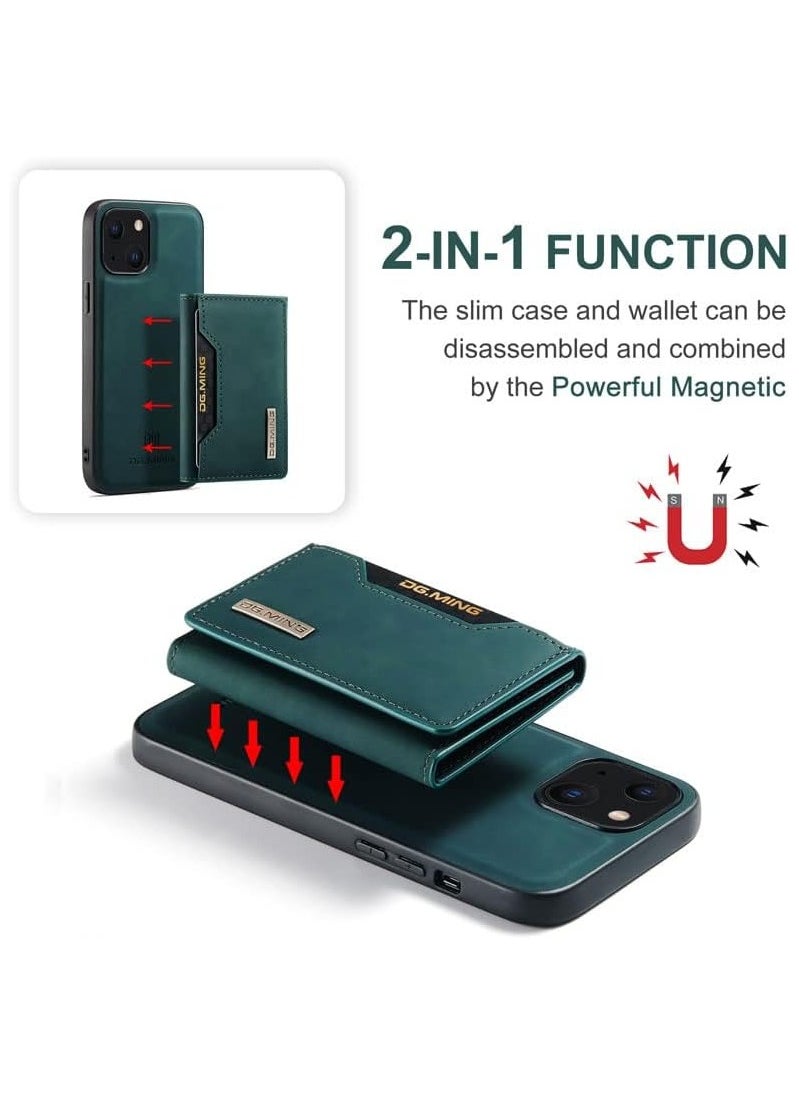 DGMING - DGMING For iPhone 14 Leather Case DG. MING Premium Back Wallet Case (Blue) - Image 1