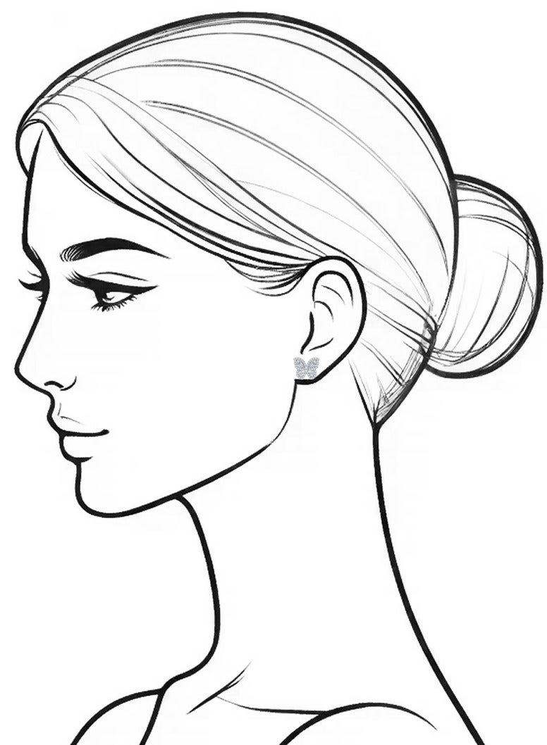 غَيْرُ مَألُوف أقراط مسمارية على شكل فراشة مرصعة بالكامل بأحجار المويسانتي - Image 3