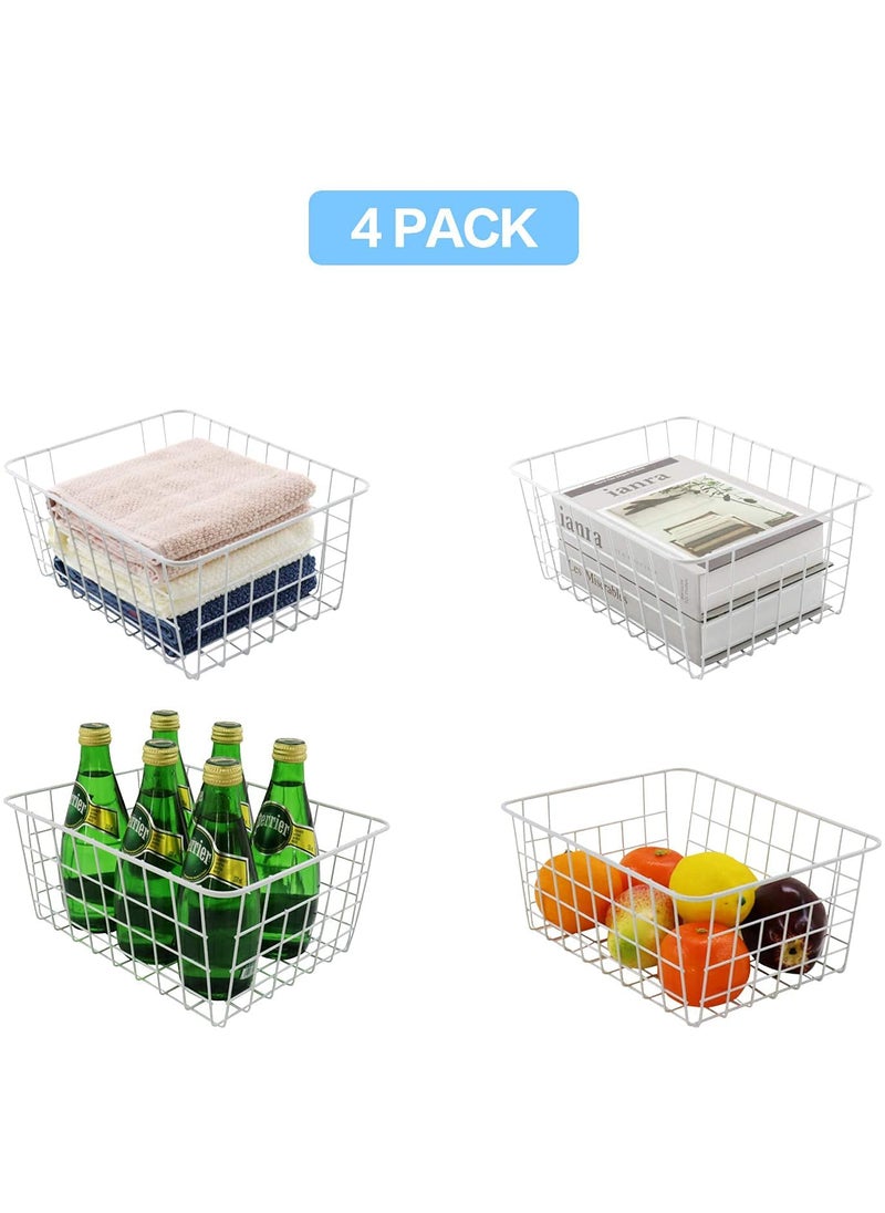 SHIOK DECOR SHIOK DECOR 6 Pack Wire Baskets for Storage Pantry Metal Organizing Storage Bins Baskets for Kitchen Cabinets Bathroom Countertop Closets white 10x10x55 inch  - Image 3