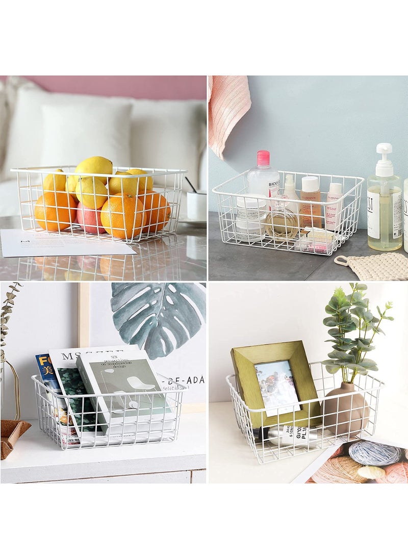 SHIOK DECOR SHIOK DECOR 6 Pack Wire Baskets for Storage Pantry Metal Organizing Storage Bins Baskets for Kitchen Cabinets Bathroom Countertop Closets white 10x10x55 inch  - Image 2