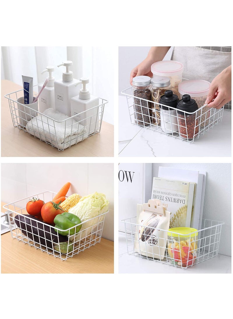 SHIOK DECOR SHIOK DECOR 6 Pack Wire Baskets for Storage Pantry Metal Organizing Storage Bins Baskets for Kitchen Cabinets Bathroom Countertop Closets white 10x10x55 inch  - Image 5