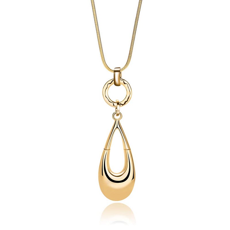 welbijoux Long Necklaces for Women Waterdrop Pendant Sweater Layered Y Statement Bohemian Silver Chain Necklace with Gifts Box Jewelry (GOLD) - Image 1