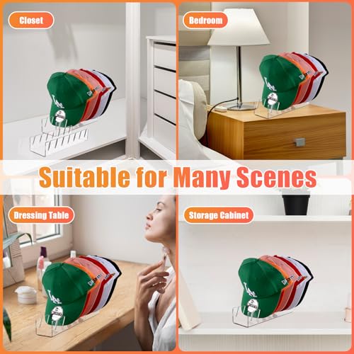 Sloworld Hat Stand for Baseball Caps, 2 Pack No Install Acrylic Hat Organizer for 14 Baseball Caps Storage Organizer, Hat Racks Hat Holder Display and Organization for Closet, Bedroom, Dresser (Clear-2Pack) - Image 5