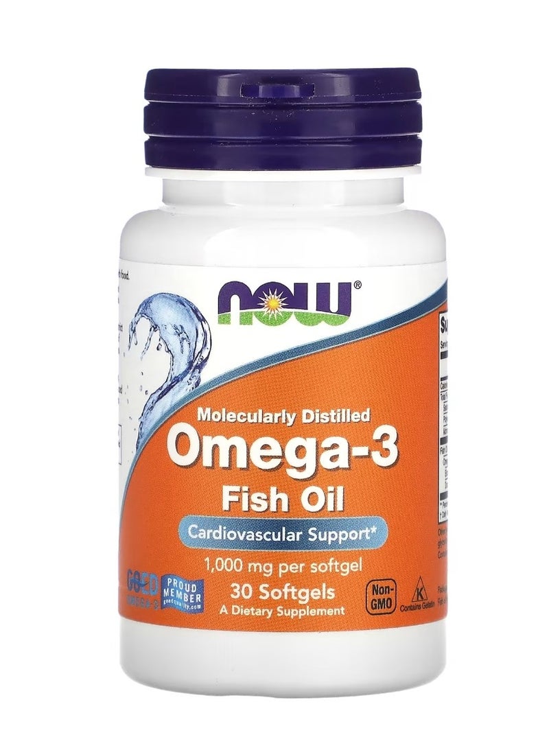 now Omega-3 Fish Oil 1000 mg 30 Softgels (1000 mg per Softgel) - Image 1