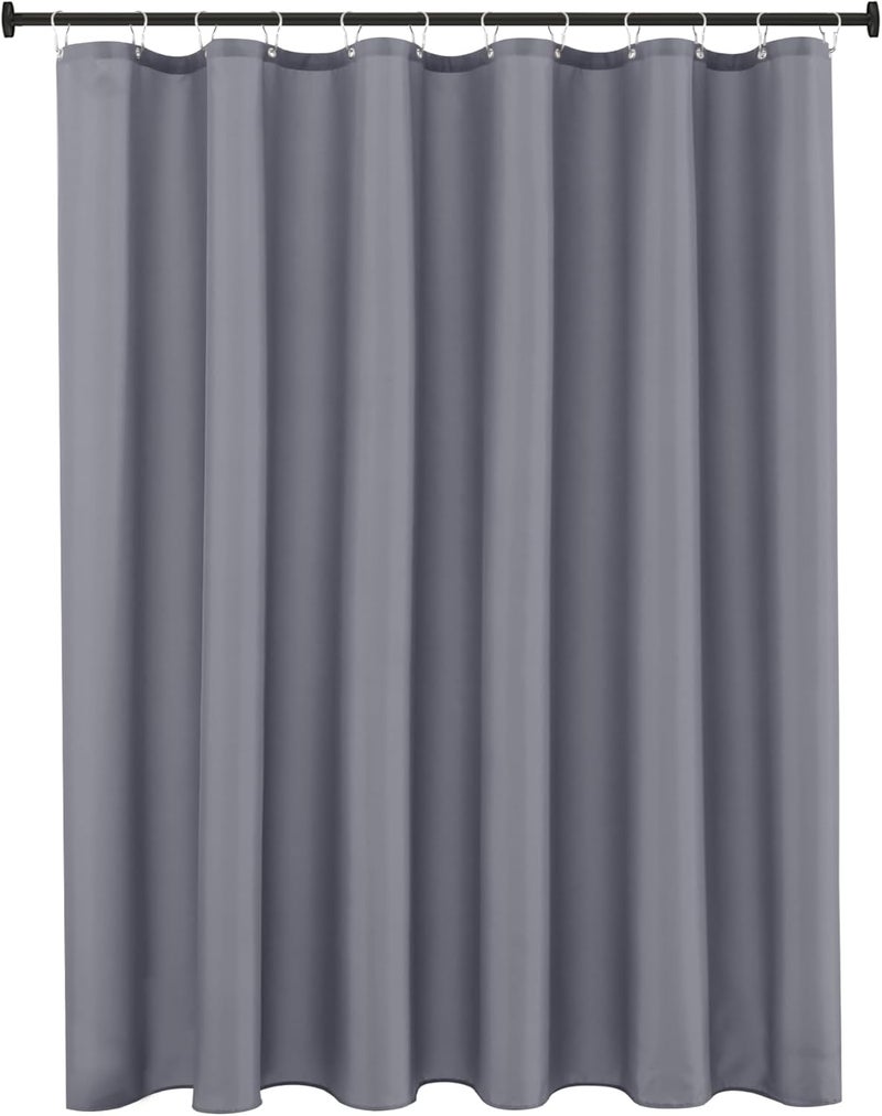 Biscaynebay Extra Long Fabric Shower Curtain Liner 72 Inch Width by 84 Inch Length, Dark Grey Rust Resistant Grommets Top Weighted Bottom Hem Machine Washable - Image 1