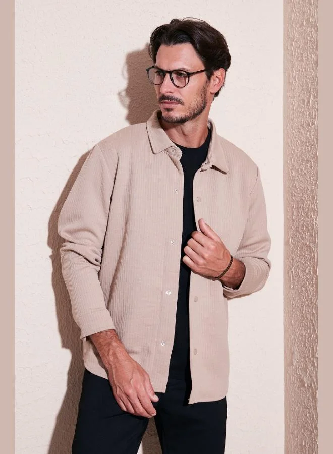 Buratti  Buratti Ribbed Snap Button Relaxed Fit Shirt Men's SHIRT 5905510 for Men | Best Price UAE