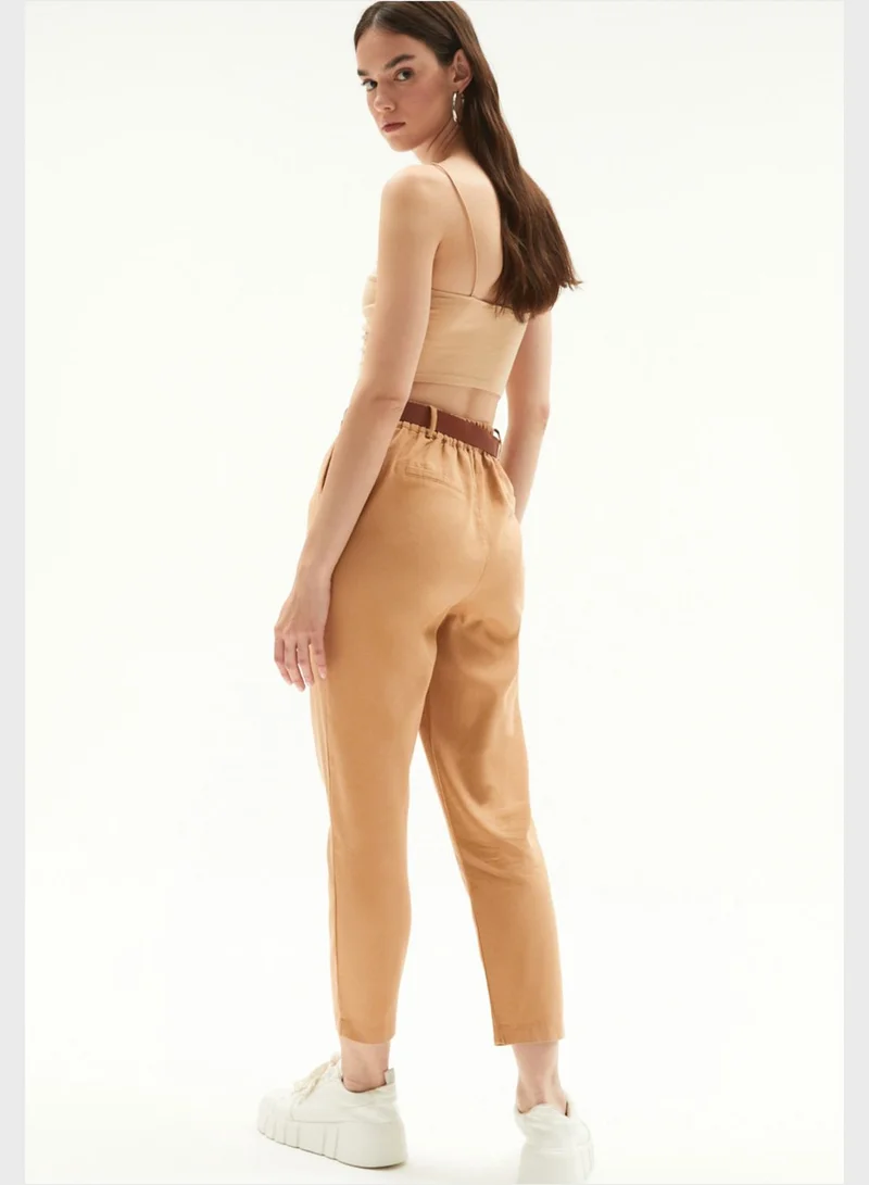 JUNE Belted High Waist Pants