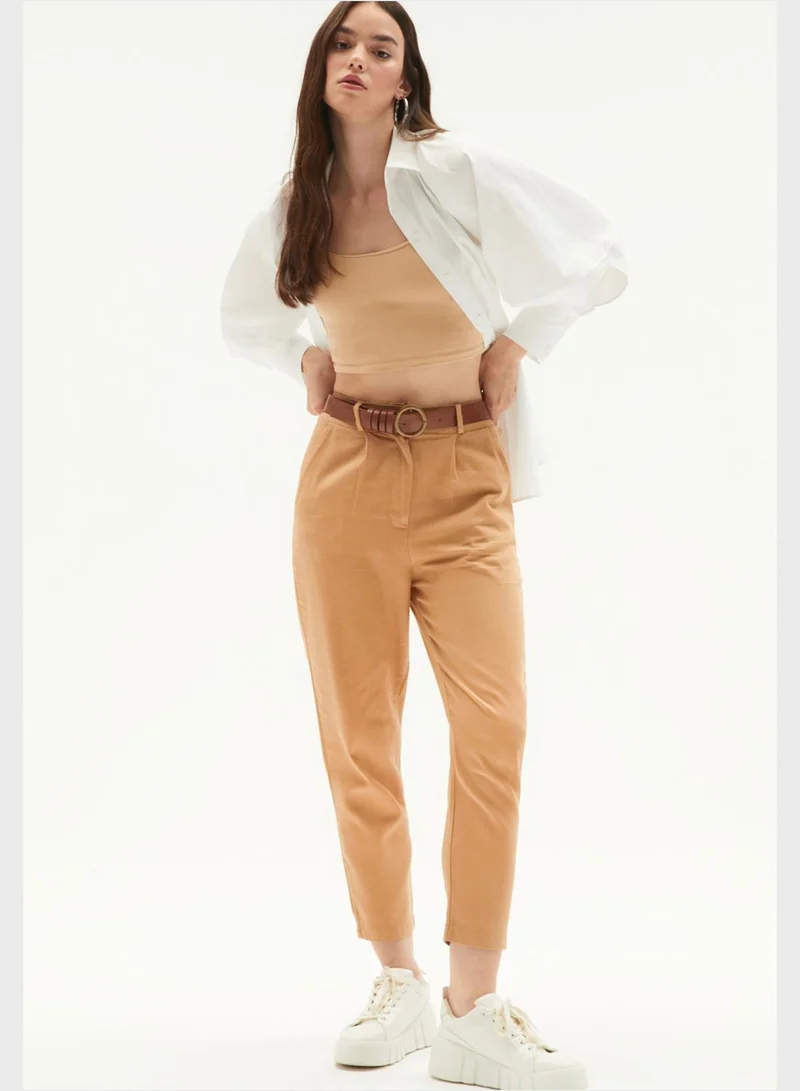 JUNE Belted High Waist Pants