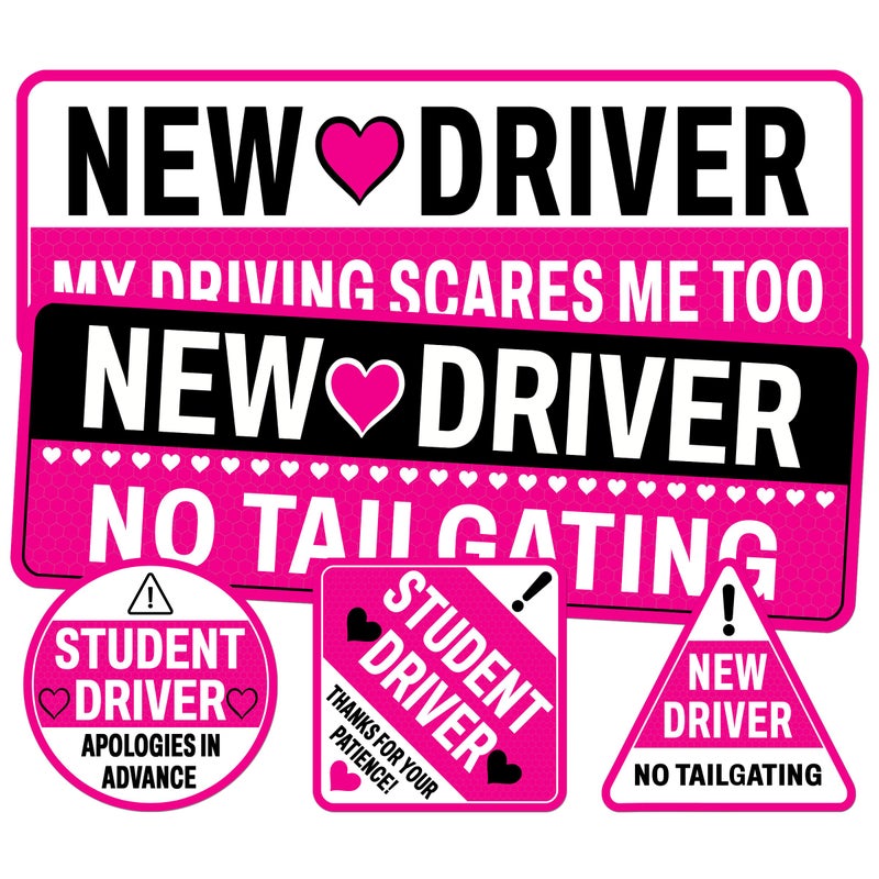 BETANAS Student New Driver Sticker Pack 5 Pieces Vinyl Waterproof UV Printed Funny Car NonMagnetic Stickers for Girl Men Women Gift Birthday Decals Sign for Cars Windows Bumper - Image 3