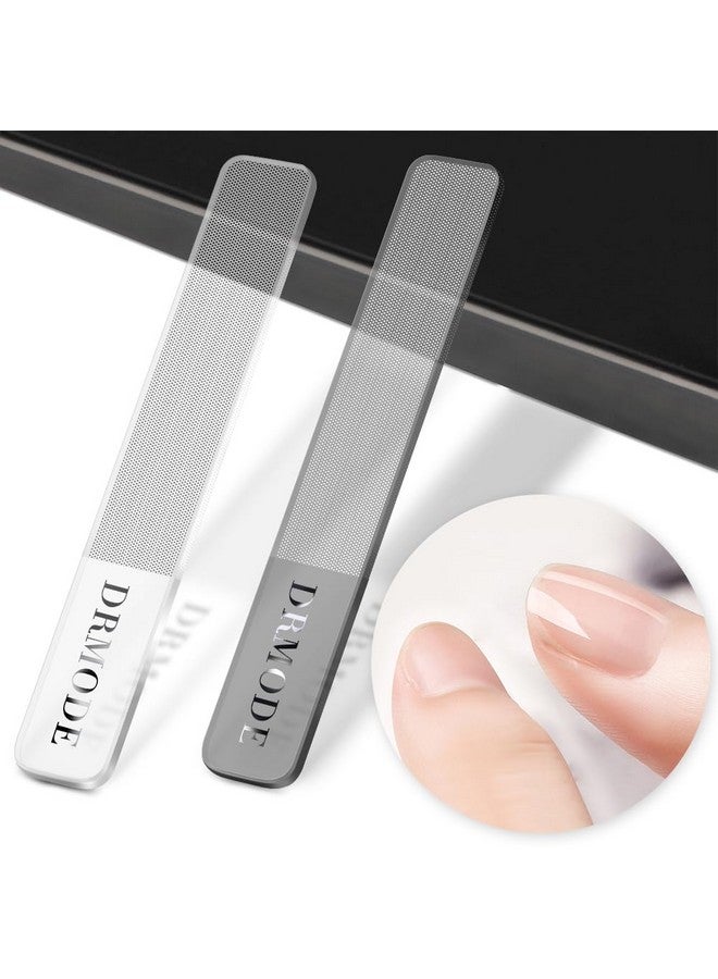 درمود مبرد أظافر زجاجي - مبرد أظافر زجاجي متطور مكون من قطعتين للأظافر الطبيعية، ومبرد أظافر نانوي، وملمع كريستالي مع حقيبة، ومجموعة أدوات مانيكير احترافية للعناية بالأظافر الأكريليكية للنساء والفتيات - Image 1