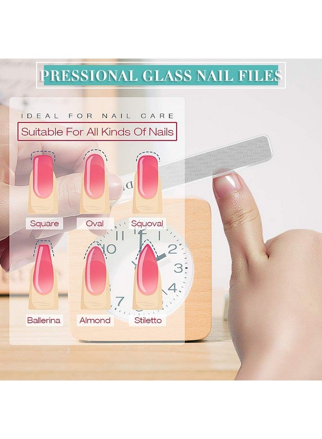 درمود مبرد أظافر زجاجي - مبرد أظافر زجاجي متطور مكون من قطعتين للأظافر الطبيعية، ومبرد أظافر نانوي، وملمع كريستالي مع حقيبة، ومجموعة أدوات مانيكير احترافية للعناية بالأظافر الأكريليكية للنساء والفتيات - Image 3