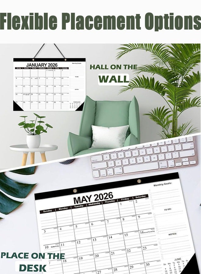 2026 Desk Calendar - Wall Calendar from Jan. 2026 to Jun. 2027, Large 17" x 12" Desktop Monthly Calendar with Clear Waterproof Cover for Home School Office Desk Top Organizing - Image 2