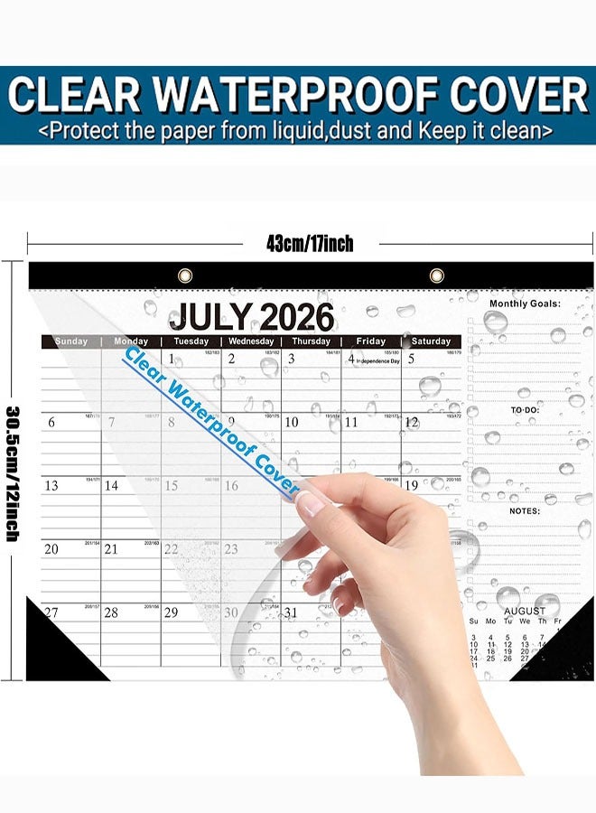 2026 Desk Calendar - Wall Calendar from Jan. 2026 to Jun. 2027, Large 17" x 12" Desktop Monthly Calendar with Clear Waterproof Cover for Home School Office Desk Top Organizing - Image 3