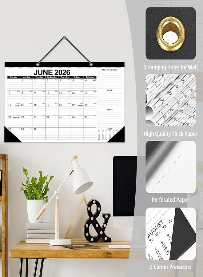 2026 Desk Calendar - Wall Calendar from Jan. 2026 to Jun. 2027, Large 17" x 12" Desktop Monthly Calendar with Clear Waterproof Cover for Home School Office Desk Top Organizing - Image 5