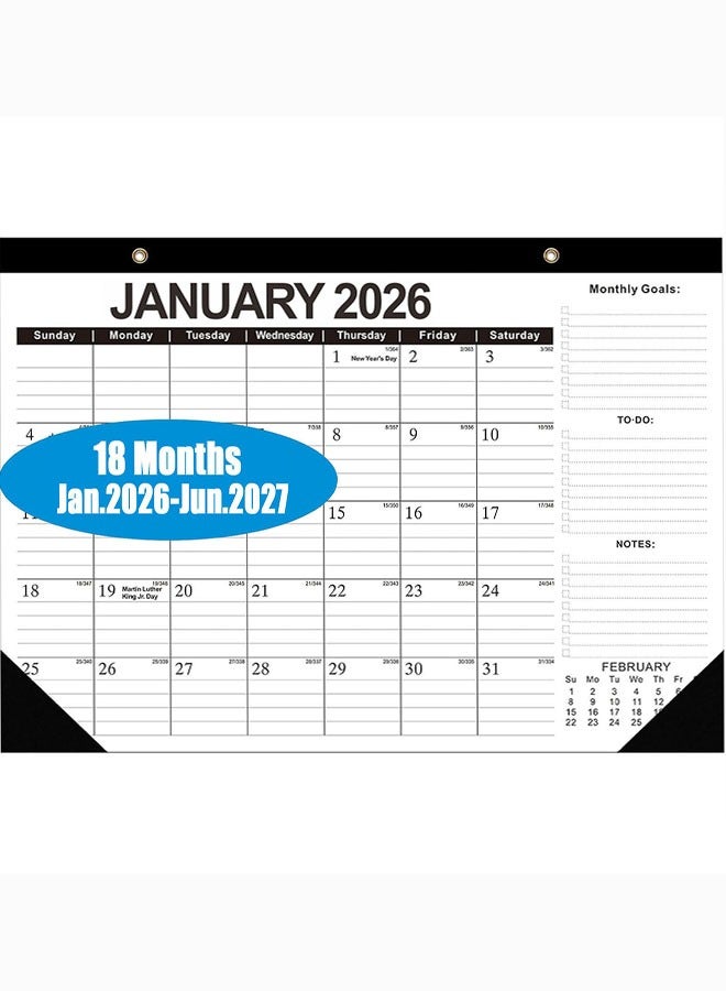 2026 Desk Calendar - Wall Calendar from Jan. 2026 to Jun. 2027, Large 17" x 12" Desktop Monthly Calendar with Clear Waterproof Cover for Home School Office Desk Top Organizing - Image 1