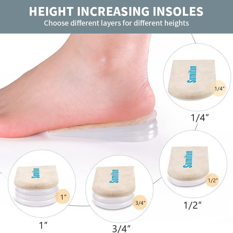 Sumifun Heel Lift, 4-Layer 1 Inch Gel Shoe Lifts for Women Uneven Legs, Adjustable Orthopedic Heel Lifts for Heel Pain and Leg Length Discrepancy, Heel Wedge Inserts 1/4" 1/2" 3/4" (Size S, Beige) - Image 2