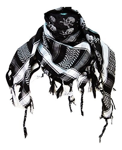 Tapp Collections Premium Skull Pattern Shemagh Head Neck Scarf - Black/Grey - Image 1
