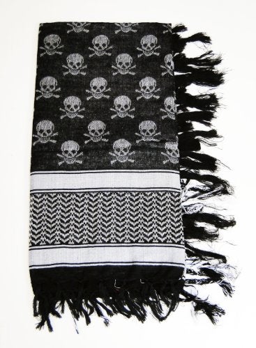 Tapp Collections Premium Skull Pattern Shemagh Head Neck Scarf - Black/Grey - Image 2