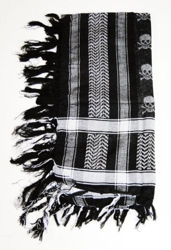 Tapp Collections Premium Skull Pattern Shemagh Head Neck Scarf - Black/Grey - Image 3