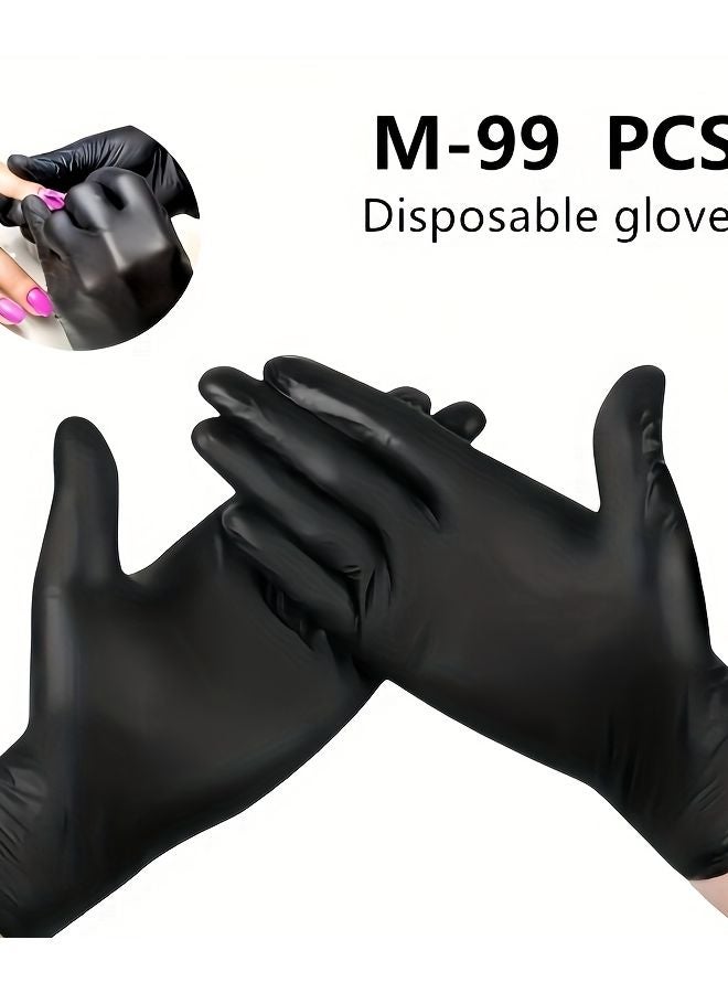 Black Nitrile Gloves Disposable M Size 99 Pcs Household Cleaning - Image 1