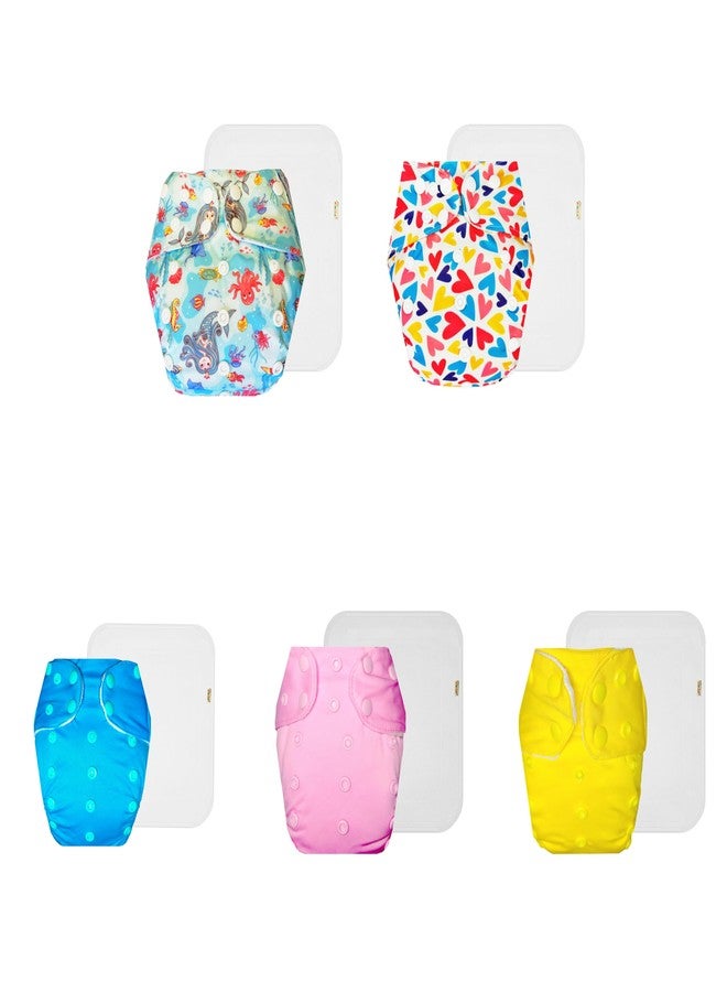 Dumbledo Premium Cloth Diaper with Cotton Insert (Pack of 5) | Dry Feel and Comfortable | Breathable | Adjustable Snaps | Designed by Moms | 3 Months - 3 Years | Unisex Baby - Image 1